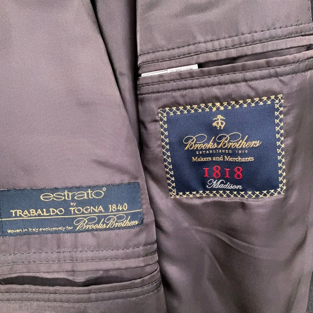 Brooks Brothers Blazer Mens 45R Gray Pinstripe 1818 Madison Estrato Italy VTG